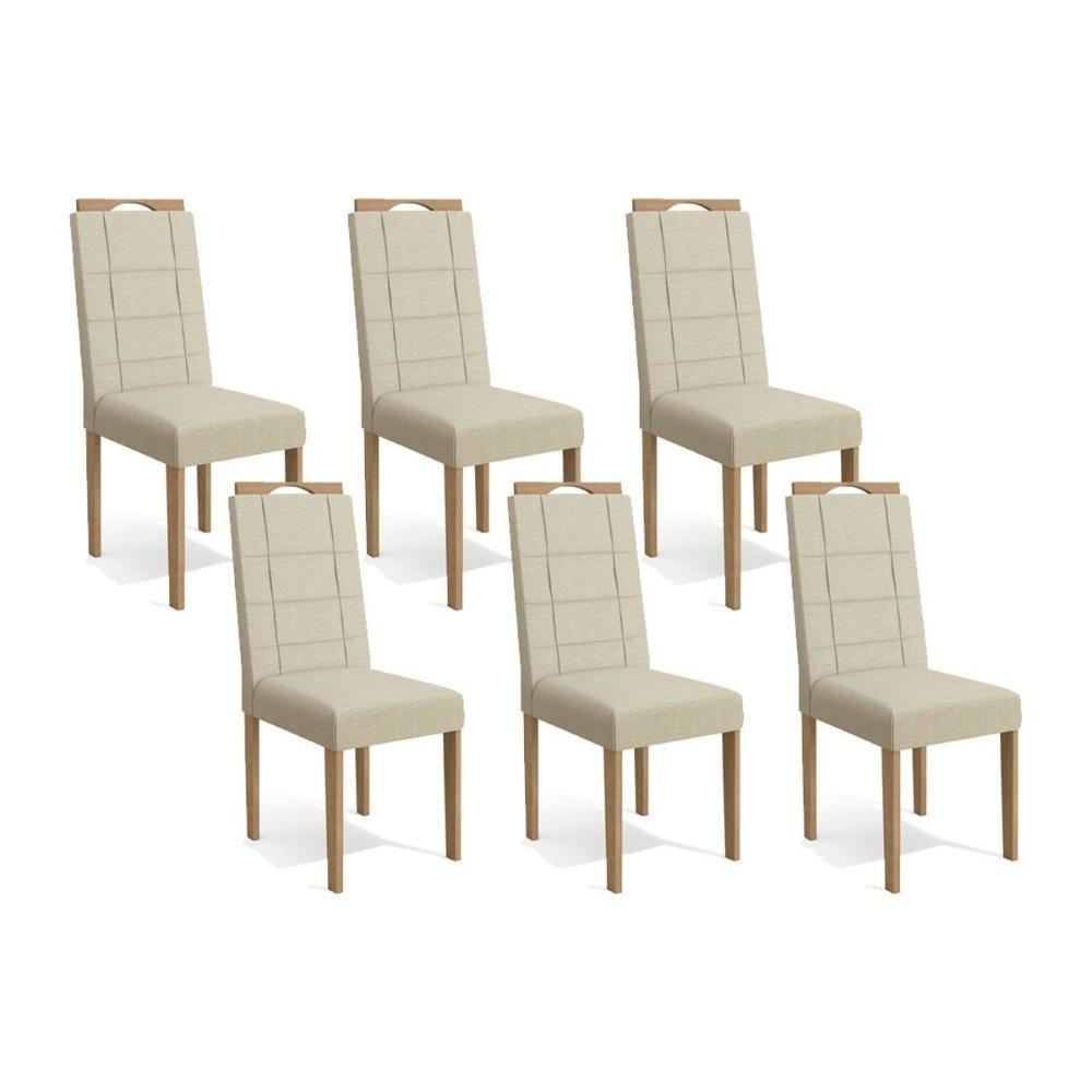 Cadeira De Cozinha 2cad150ea Kit 6 Un Eucalipto Suede Bege A036 - 1