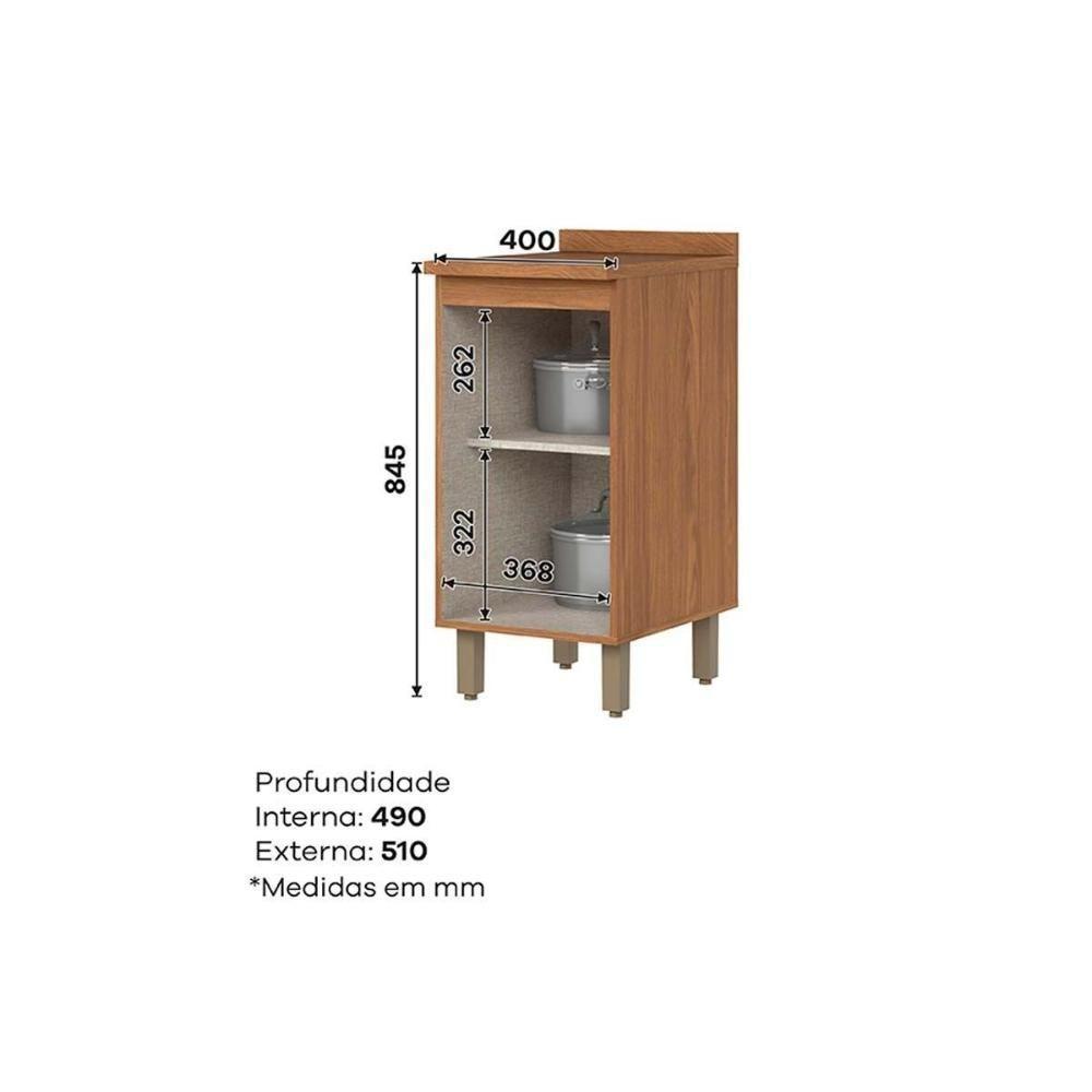 Módulos De Cozinha Requinte Balcão Com Tampo Requinte Com 1 Porta 40cm Nature Areia2 Aéreos + 1 Balcão + 1 Complemento - 3