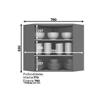 Módulo Cozinha Connect Canto Oblíquo Com 2 Portas 80x83cm Off White2 Aéreos + 1 Balcão + 1 Complemento - 3
