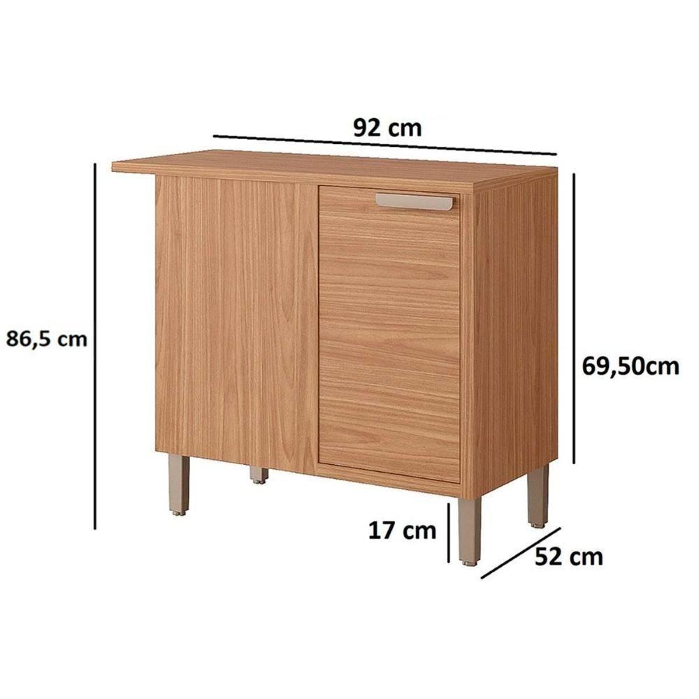 Módulo Cozinha Eloise Balcão Com Tampo Estela Nicho De Canto Com 1 Porta 92cm Freijó - 4