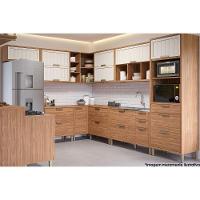 Módulo Cozinha Eloise Balcão Com Tampo Estela Nicho De Canto Com 1 Porta 92cm Freijó - 5