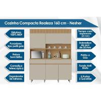 Kit De Cozinha Compacta Realeza Com 5 Portas E 2 Gavetas 160cm Carvalho Cinza - 2