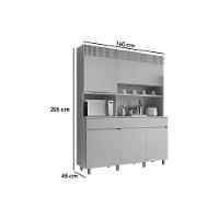 Kit De Cozinha Compacta Realeza Com 5 Portas E 2 Gavetas 160cm Carvalho Cinza - 3
