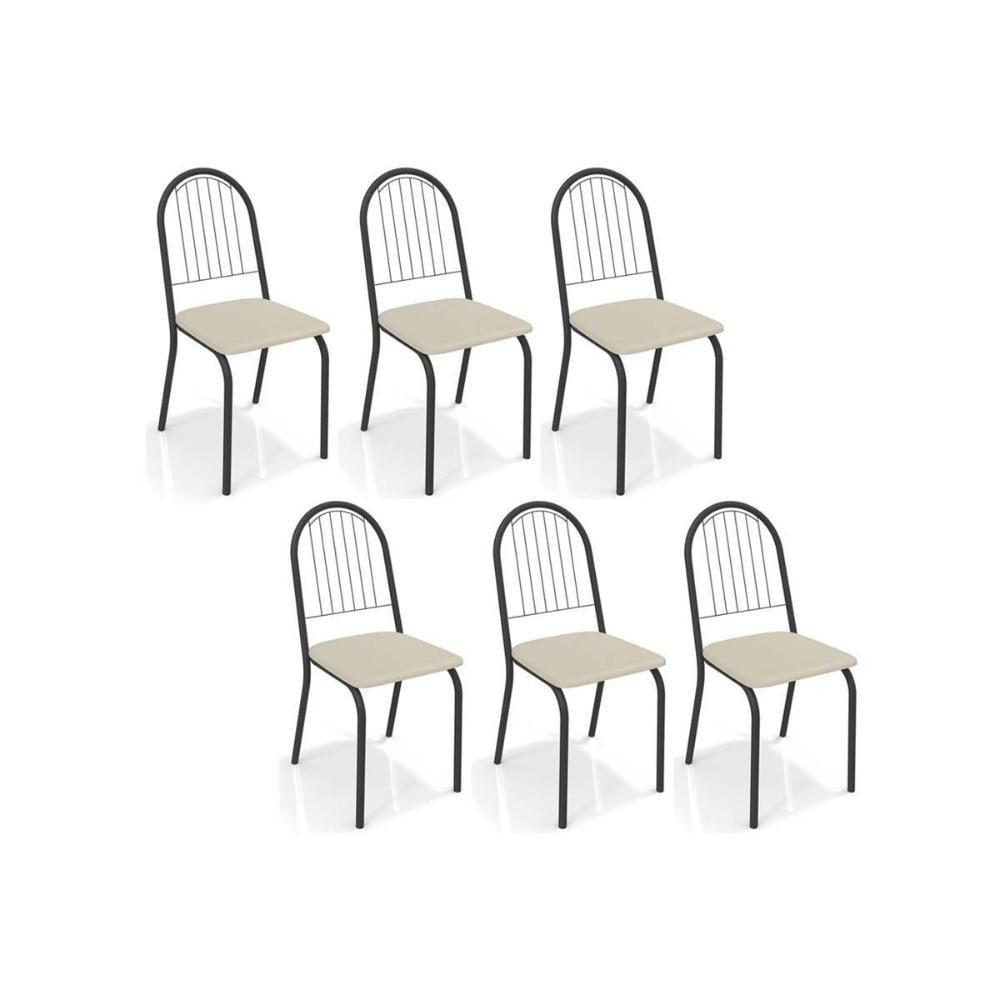 Cadeira De Cozinha Noruega 2c077 Kit 6 Un Preto Fosco Nude 16 - 1