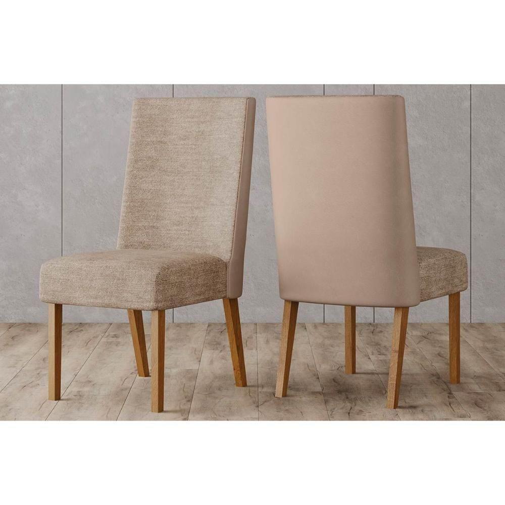 Cadeira De Cozinha Anne Kit 2 Un Nature Linho Areia Courano Bege - 1