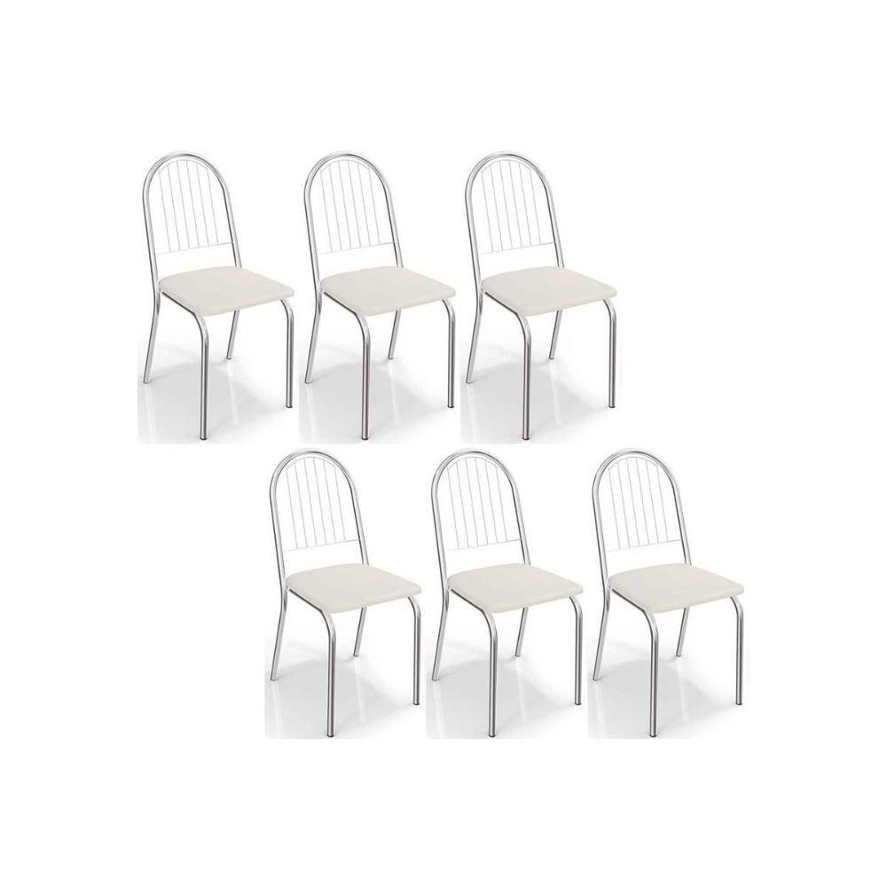 Cadeira De Cozinha Noruega 2c077 Kit 6 Un Cromada Branco 106 - 1