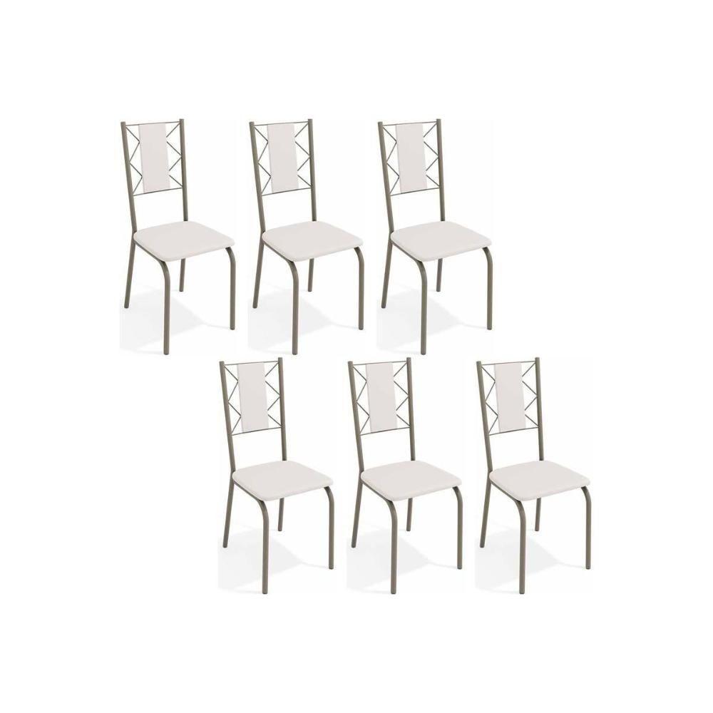 Cadeira De Cozinha Lisboa C076 Kit 6 Un Niquel Branco 106 - 1