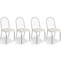 Cadeira De Cozinha Noruega 2c077 Kit 4 Un Cromada Branco 106 - 1