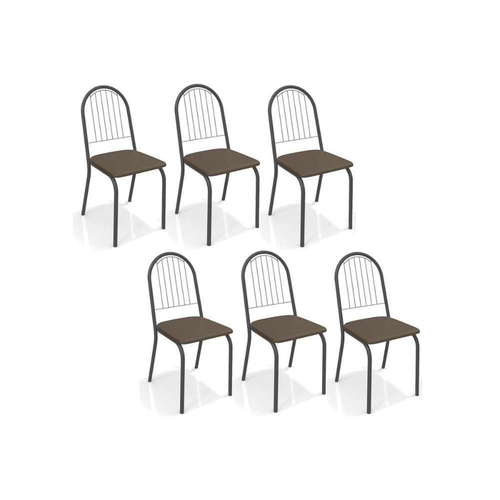 Cadeira De Cozinha Noruega 2c077 Kit 6 Un Preto Fosco Marrom 21 - 1