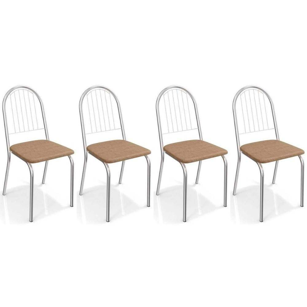 Cadeira De Cozinha Noruega 2c077 Kit 4 Un Cromada Capuccino - 1