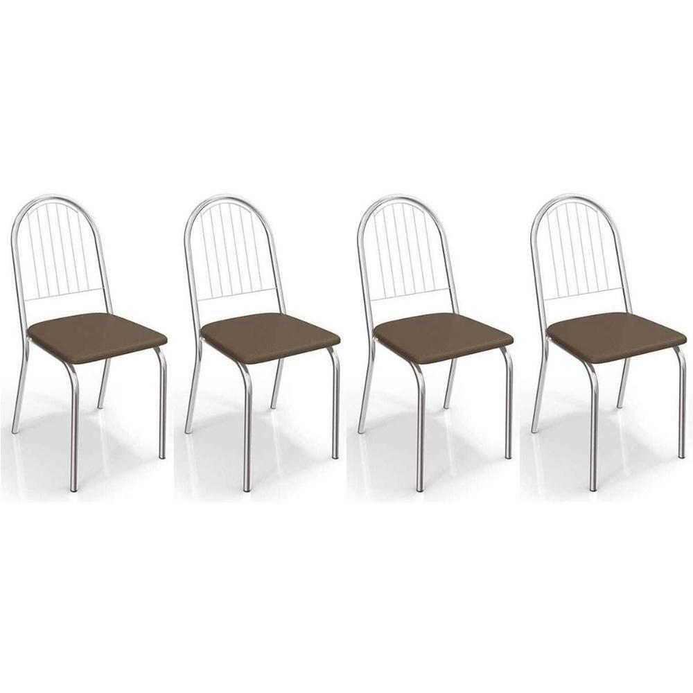 Cadeira De Cozinha Noruega 2c077 Kit 4 Un Cromado Marrom 21 - 1
