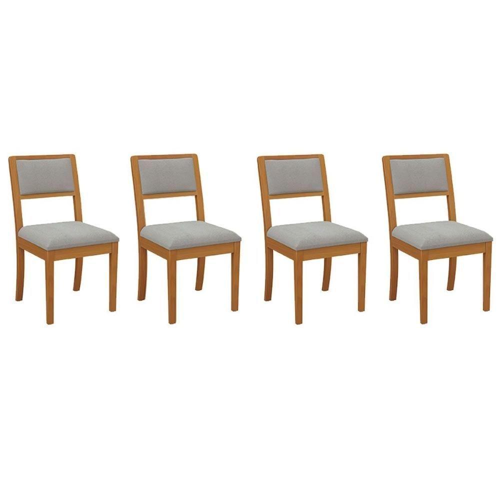 Cadeira De Cozinha Alice Kit 4 Un Carvalho Linho Cinza A056 - 1