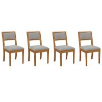 Cadeira De Cozinha Alice Kit 4 Un Carvalho Linho Cinza A056 - 1