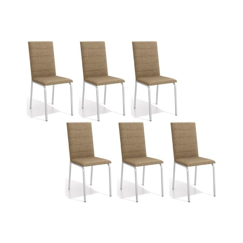Cadeira De Cozinha Amsterdã C091 Kit 6 Un Cromada Capuccino - 1