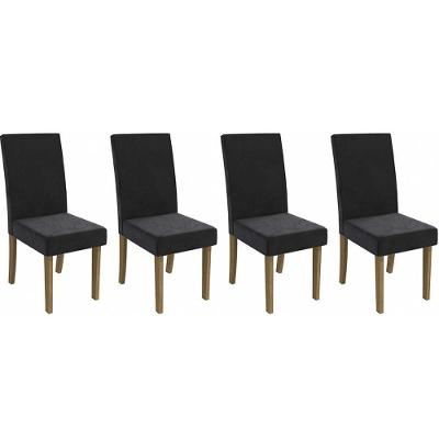 Cadeira De Cozinha 2cad131fr Kit 4 Un Freijó Suede Preto A038