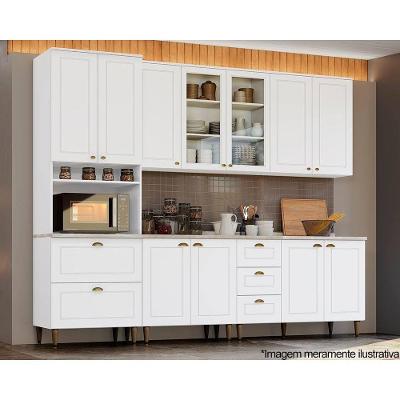 Cozinha Completa Americana Kit 7 Peças 9 Portas 5 Gavetas MDF Branco