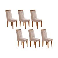 Cadeira De Cozinha Amsterdã Kit 6 Un Capuccino Suede Creme Rufato - 1