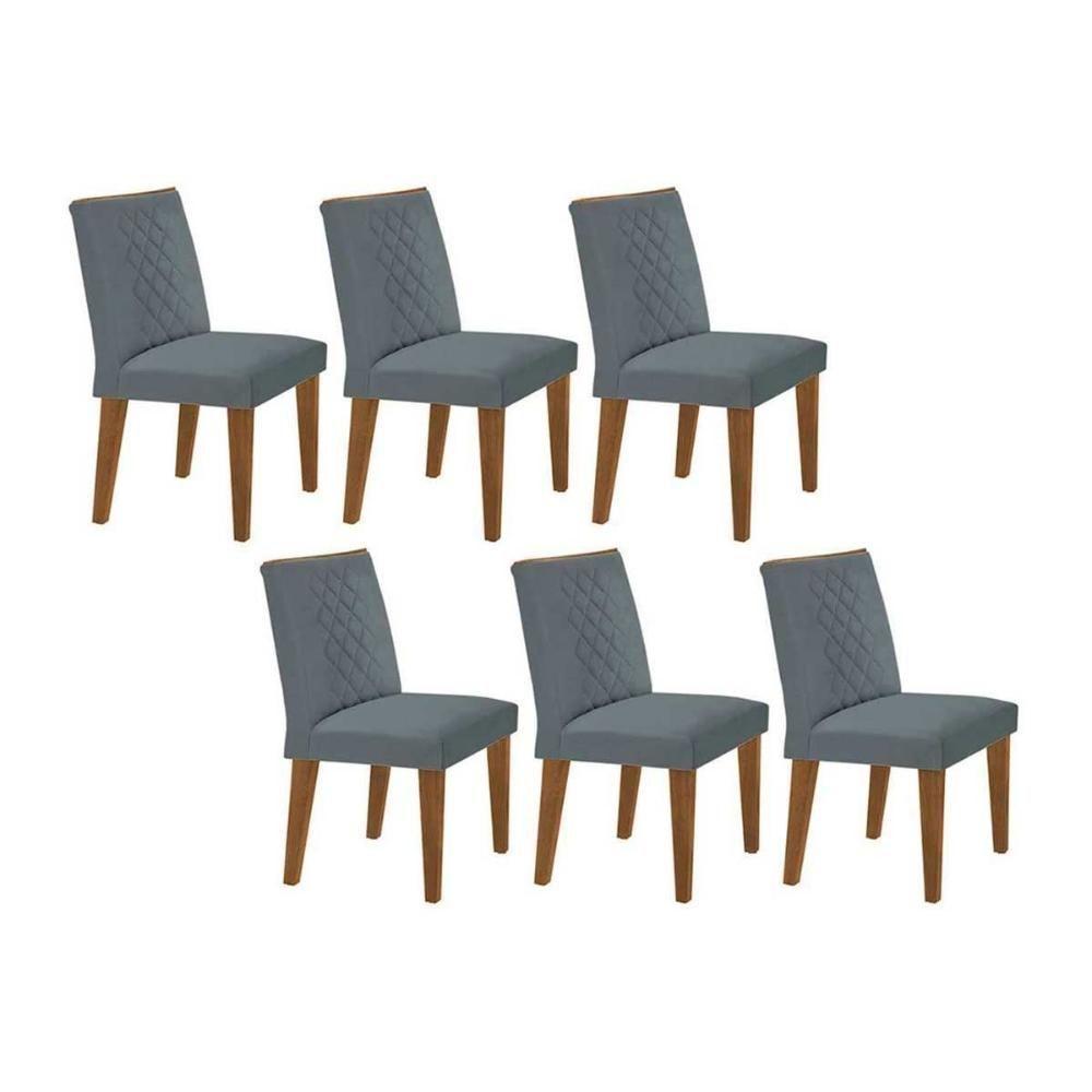 Cadeira De Cozinha Jade Kit 6 Un Capuccino Suede Grafite Rufato - 1