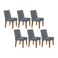 Cadeira De Cozinha Jade Kit 6 Un Capuccino Suede Grafite Rufato - 1