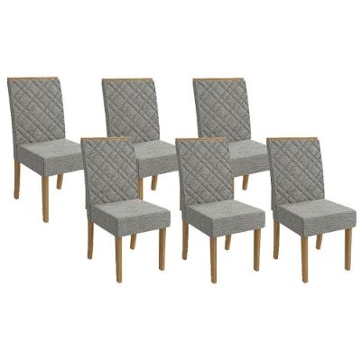 Cadeira De Cozinha 2cad149fr Kit 6 Un Freijó Linho Cinza Mesclado