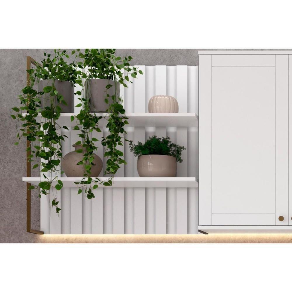 Cozinha Modulada Completa Bella 6 Peças 2 Aéreos + 2 Balcões+1ilha + 1 Complemento C6p56 Branco - 7