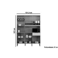 Cozinha Compacta Kit Moscato Com 6 Portas E 1 Gaveta 197x151cm Amendoa Branco Ronipa - 6