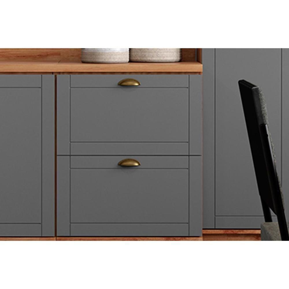 Cozinha Modulada Completa Bella 6 Peças 2 Aéreos + 2 Balcões+ 2 Paneleiros C6p55 Nogal Cinza - 5