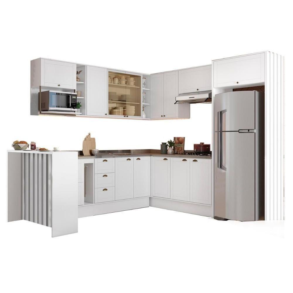 Cozinha Modulada Completa Bella 15 Peças 5aéreos+5balcões+1ilha+4complementos C15p58 Branco - 2