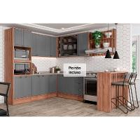 Cozinha Modulada Completa Bella 9 Peças 3 Aéreos + 3 Balcões + 1 Torre Quente+1ilha + 1 Complemento C9p201 Nogal Cinza - 1