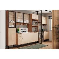 Cozinha Modulada Completa Alpha 6 Peças 2 Aéreos + 2 Balcões+ 1 Paneleiro + 1 Torre Quente C6p79 Freijó Off White - 1