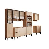 Cozinha Modulada Completa Alpha 6 Peças 2 Aéreos + 2 Balcões+ 1 Paneleiro + 1 Torre Quente C6p79 Freijó Off White - 2