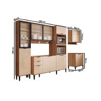 Cozinha Modulada Completa Alpha 6 Peças 2 Aéreos + 2 Balcões+ 1 Paneleiro + 1 Torre Quente C6p79 Freijó Off White - 3