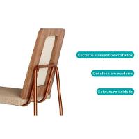 Cadeira De Cozinha Wood 1751 Aço Kit 2 Uni Preto Linho Grafite - 3