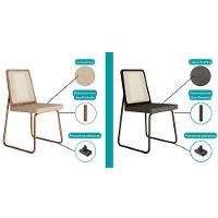 Cadeira De Cozinha Wood 1751 Aço Kit 2 Uni Preto Linho Grafite