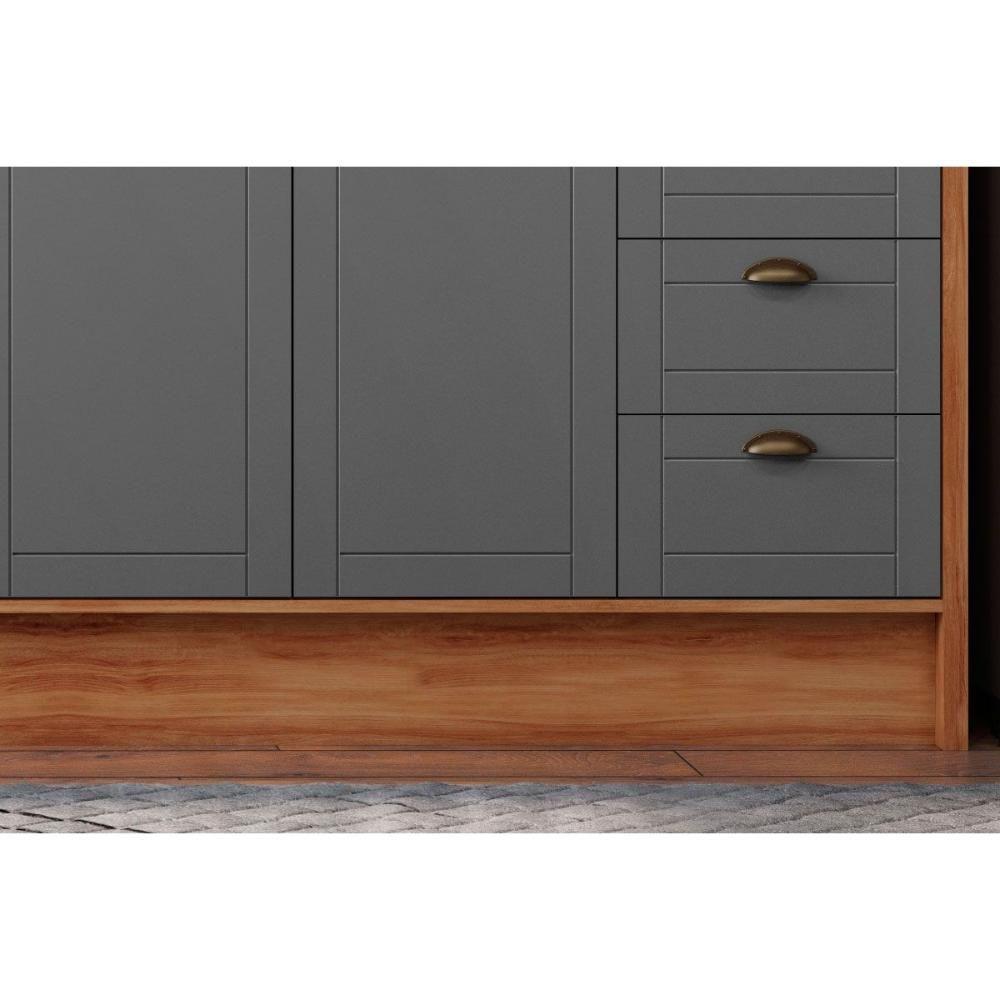 Cozinha Modulada Completa Bella 6 Peças 2 Aéreos + 1 Balcão+ Cristaleira + 2 Complementos C6p77 Nogal Cinza - 5