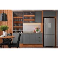 Cozinha Modulada Completa Bella 6 Peças 2 Aéreos + 1 Balcão+ Cristaleira + 2 Complementos C6p77 Nogal Cinza - 1
