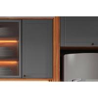 Cozinha Modulada Completa Bella 6 Peças 2 Aéreos + 1 Balcão+ Cristaleira + 2 Complementos C6p77 Nogal Cinza - 7