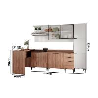 Cozinha Modulada Completa Alpha 5 Peças 1 Aéreo + 2 Balcões + 1 Paneleiro+1 Ilha C5p100 Freijó Branco - 2