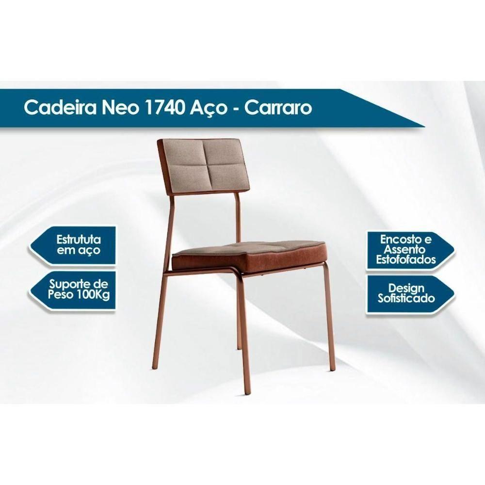 Cadeira De Cozinha Neo 1740 Kit 4 Uni Rose Linho Areia Courano Caramelo - 2