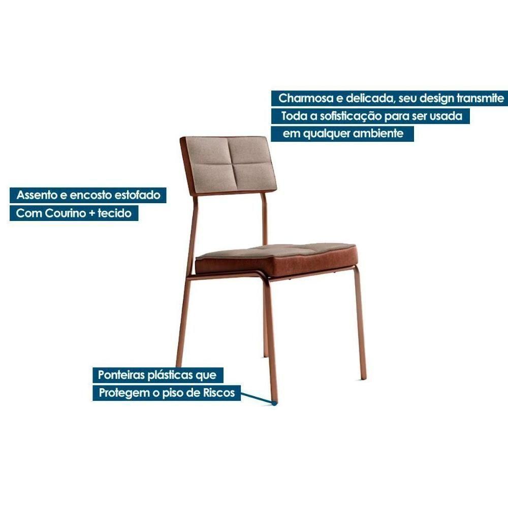 Cadeira De Cozinha Neo 1740 Kit 4 Uni Rose Linho Areia Courano Caramelo - 3