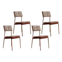 Cadeira De Cozinha Neo 1740 Kit 4 Uni Rose Linho Areia Courano Caramelo - 1