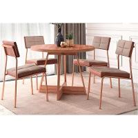 Cadeira De Cozinha Neo 1740 Kit 4 Uni Rose Linho Areia Courano Caramelo - 7