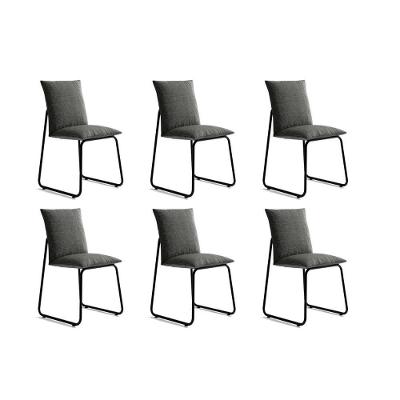 Cadeira De Cozinha Soft 1750 Kit 6 Uni Preto Linho Grafite