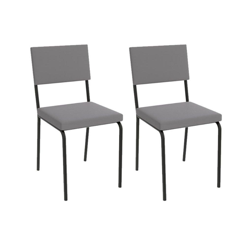Cadeira De Cozinha Zaria 2c128 Aço Kit 2 Uni Preto Suede Cinza - 1