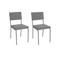 Cadeira De Cozinha Zaria 2c128 Aço Kit 2 Uni Niquel Suede Cinza - 1