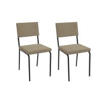 Cadeira De Cozinha Zaria 2c128 Aço Kit 2 Uni Preto Bouclê Bege - 1