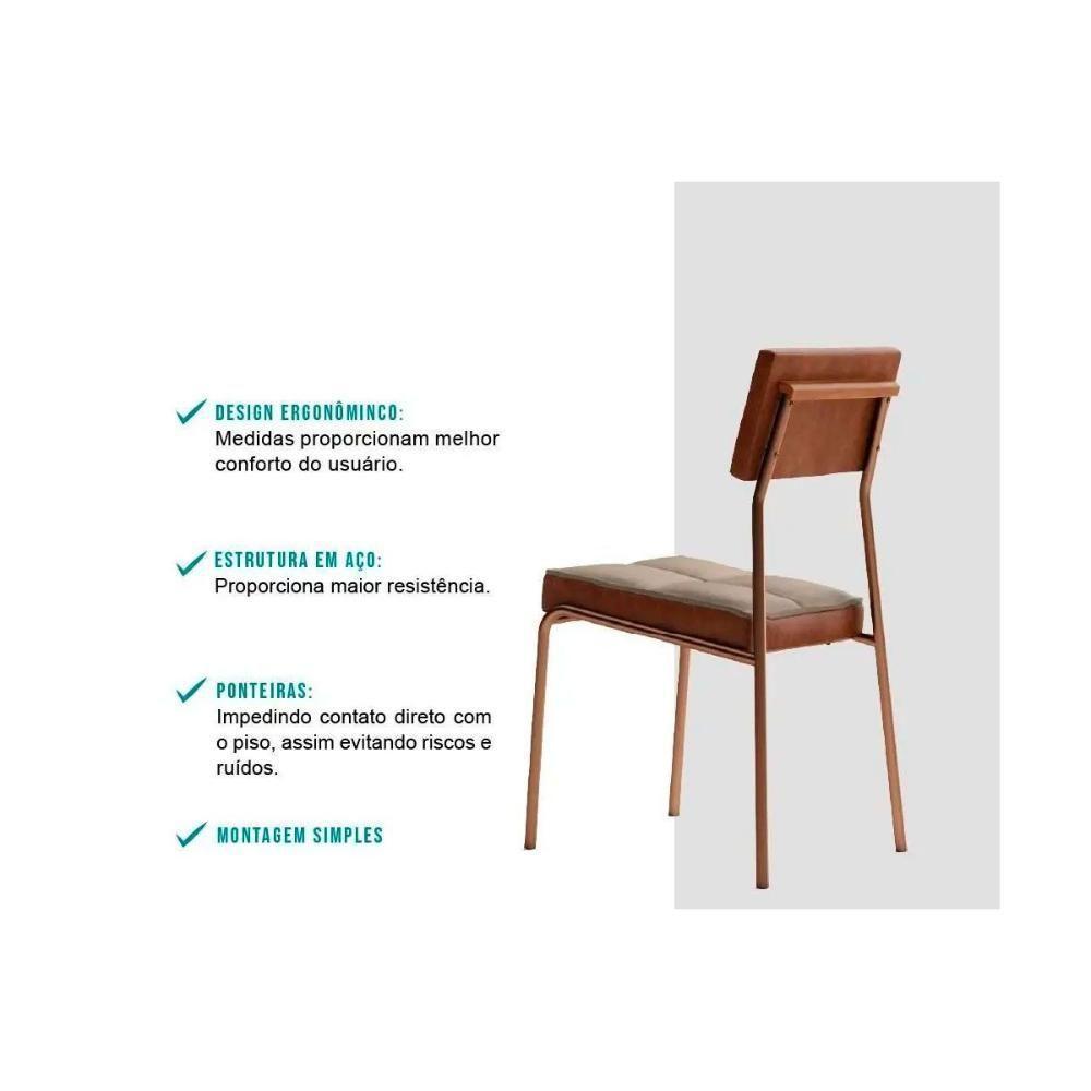 Cadeira De Cozinha Neo 1740 Kit 6 Uni Rose Linho Areia Courano Caramelo - 2