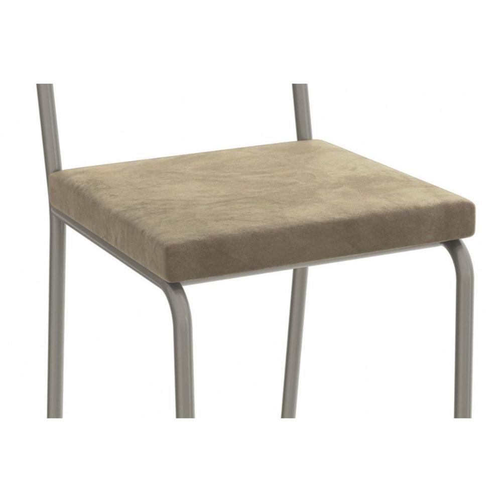Cadeira De Cozinha Zaria 2c128 Aço Kit 2 Uni Niquel Suede Bege - 2