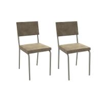 Cadeira De Cozinha Zaria 2c128 Aço Kit 2 Uni Niquel Suede Bege - 1