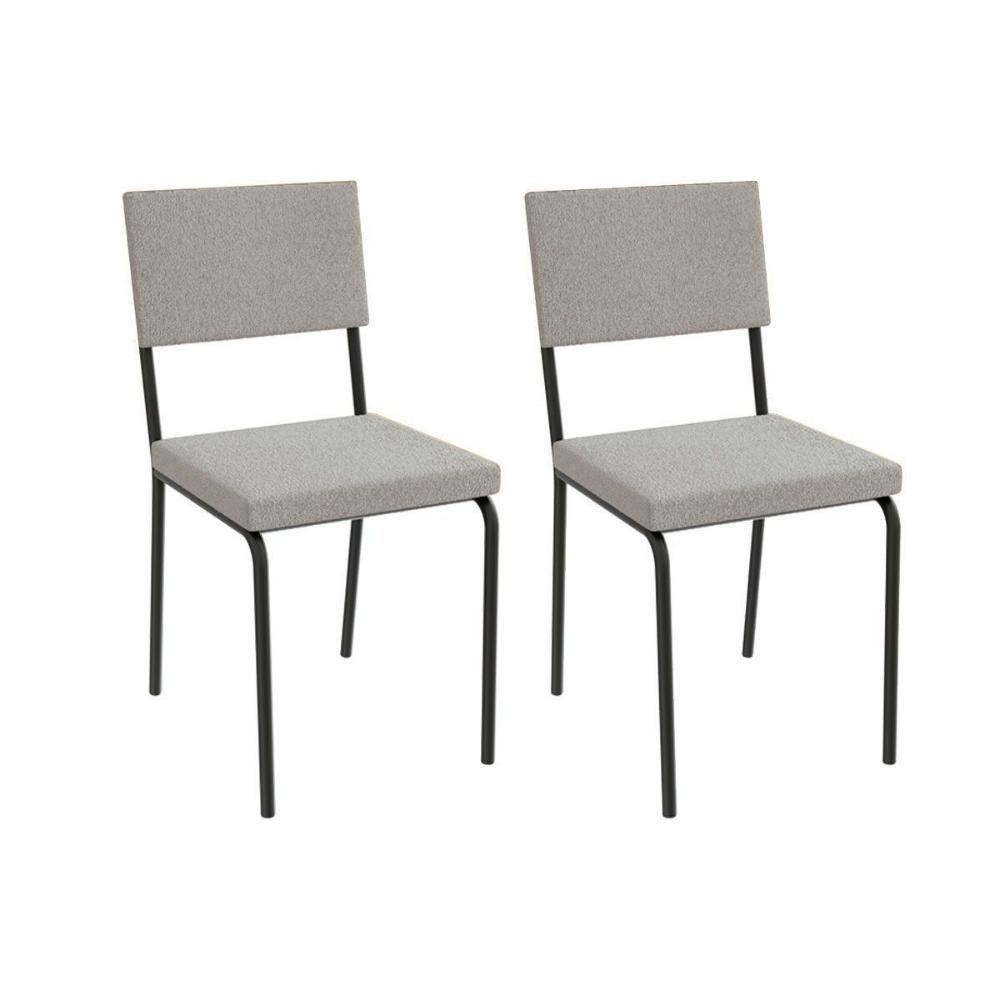 Cadeira De Cozinha Zaria 2c128 Aço Kit 2 Uni Preto Bouclê Cinza - 1